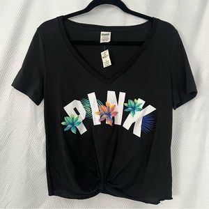 Victoria Secret black V Neck embroidery tropical floral, women, size small